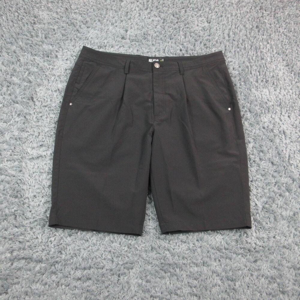 Sligo Shorts Mens 38 Black Golf Performance Pleated Front Dress Casual 36x10.5*